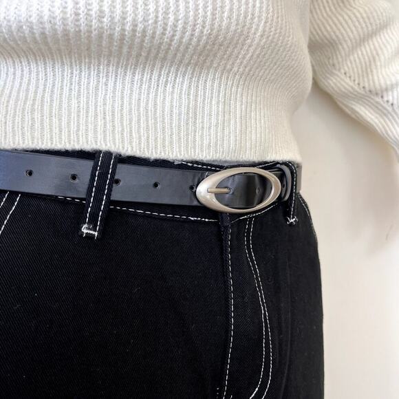 y2k style black american western simple designer oval belt - Picture 4 of 7